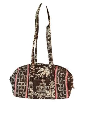 VERA BRADLEY Quilted Printed Cosmetic Bag Black, Cream & Red